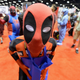 A Deadpool cosplayer attending MegaCon Orlando.